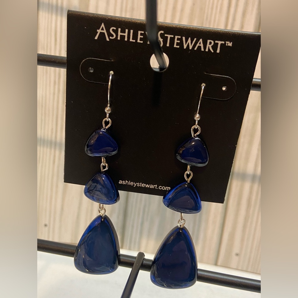 Ashley Stewart Blue Dangle Earrings NWT
